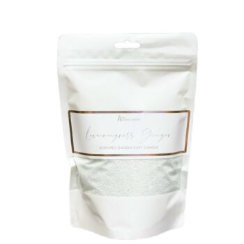 CandleDust - Lemongrass Ginger Candle Refill pouch which includes 330g of scented powder wax and 2 sustainer wicks