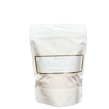CandleDust - Rhubarb Sparkle Candle Refill pouch which includes 330g of scented powder wax and 2 sustainer wicks