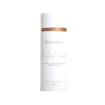 CandleDust - Rhubarb Sparkle DIY Candle Kit - 650g tube of scented powder wax and 17 wicks included